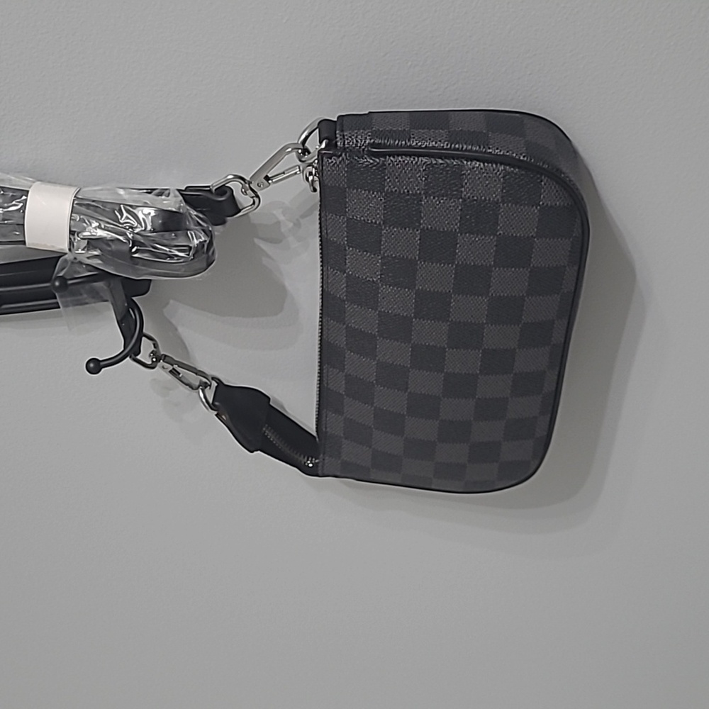 Checkered Black and Gray Shoulder Bag